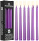 DECO EXPRESS Stabkerzen Set 6er, 10, 15 oder 50er, Lange Brenndauer bis zu 8 Std, Geruchslos (Metallic Lila - 6er Pack)