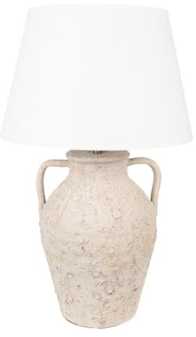 Clayre & Eef Tischlampe Ø 40x65 cm Beige Terrakotta Schreibtischlampe
