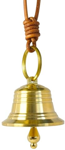 LIKAGI Campana colgante vintage para pomo de puerta, pequeña campana de latón para el hogar, Navidad, decoración de jardín (dorado)