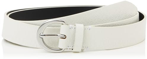 Calvin Klein Damen Gürtel Classic Buckle 3,0 cm Ledergürtel, Weiß (Lily White), 80 cm