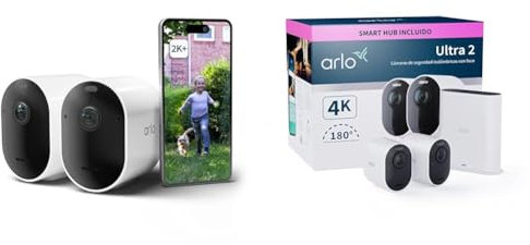 Arlo Pro 5 Telecamera WiFi Esterno Senza Fili, Sensore Di Movimento, Prova Inclusa Secure, 2 Telecamere, Bianche Ultra 2 Telecamera WiFi Esterno Senza Fili, 2 Telecamere, Bianche