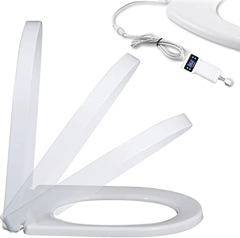 Siège de toilette chauffant intelligent avec fermeture douce et libération rapide, température réglable de 33 à 48 ℃ en forme de D, facile à nettoyer