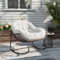 KEFSR Schaukelstuhl Indoor & Outdoor, Weide mit Kissen & Kissen, Rocker Egg Chair für Schlafzimmer, Garten, Hinterhof (Beige)