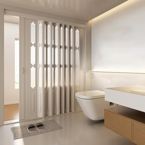 LXLZYXSF Large Partition Folding Doors Accordion Door, Sliding Room Divider Wall for Shower Bathroom Closet, Kitchen Bedroom Privacy Separator Screen Foldable Gate(41x80in (104x203cm))