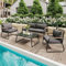 Jaxenor Lounge Gartenmöbel Set 4 Personen, Lounge Möbel Outdoor, Sitzgruppe Outdoor mit Gestell aus verzinktem Eisen, Tischplatte aus Gehärtetem Glas, Inklusive Aller Sitz- und Rückenkissen, Schwarz