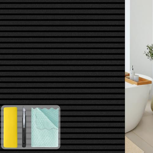 Niviy Blackout Window Film with Installation Tools, 100% Light Sun Blocking Static Cling Room Darkening Windows Covering, Removable House Window Tint (Black, 23.6 x 118 inch)