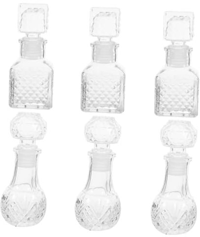 MOKKHNB Carafes En Cristal Transparentes 6 Pièces 50 Ml Portables Pour Whisky Et Vin, Aération Optimale, Conservation Fraîcheur, Accessoires Pour Dégustation à Domicile