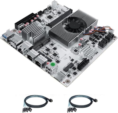 1 * 10G 2*i226-V 2.5G 3LAN NAS Motherboard 8*SATA3.0(2*SFF 8643) 2*M.2 NVMe 1*DDR5 PCI-E x4 Slot USB3.2+Type-C 10Gbp Soft Router ITX Mainboard M.2 E_Key WiFi HDMI/DP1.4 Supports 4K@60Hz (8P N100 NAS)