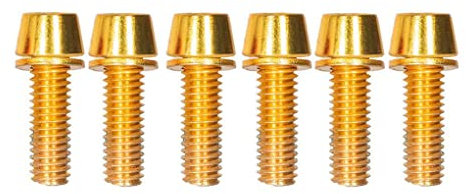 6 Stück Mountainbike Vorbauschrauben Fahrrad Edelstahl Lenker Riser Schrauben mit Unterlegscheibe Reparatur Ersatzteile Gold M6