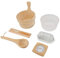 aqxreight Sauna Wooden Bucket Kit 4L with Plastic Liner Handle Hygrothermograph Explosion Proof Lamp for Sauna SPA Bath Shower Swimming Pool