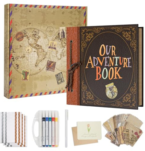 Remowith DIY-Bastel-Scrapbook-Set 10 Zoll, 20 Blätter Khaki | Hardcover-Kraftpapier-Fotoalbum, 40 Seiten, Kreatives Geschenk Zum Jahrestag Für Paare