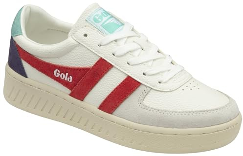 Gola Women's Grandslam Trident Sneaker, White/Coral/Sea Mist, 5 UK