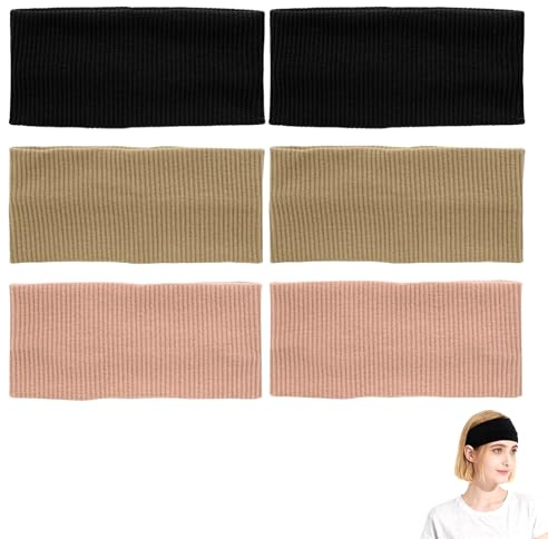 LifgWas 6 Stück Haarband für Damen, 6 Stück, breit, elastisches Sport-Stirnband für Yoga, Sport, Fitness, Make-up, Hautpflege und dekorativ, modisch, waschbar, Set mit Rosa, Schwarz, Braun (Zubehör C