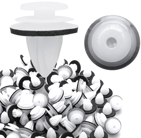 100pcs Car Trim Clips,Auto Body Fastener,Car Rivet Clip Kit,Universal Auto Bumper Fasteners Rivet Interior Trim Panel Retainers,White Plastic Fasteners for Car Boots,Interior Doors Car Trim Clips