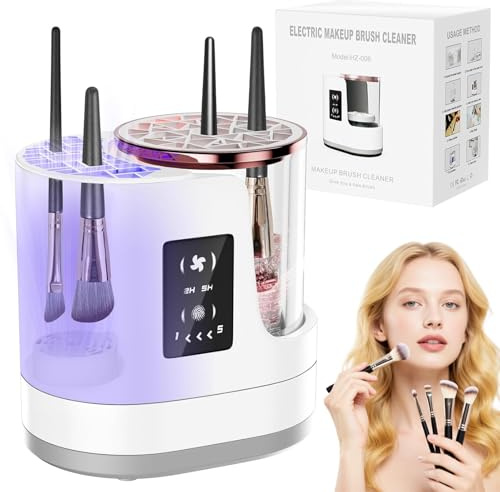 AURIVEE 3-in-1 Makeup Pinsel Reiniger Elektrische Reinigungsmaschine mit Trockner & Halter - USB Betriebener Automatischer Pinselwäscher für Alle Größen Kosmetikpinsel & Beauty Blender, 5-Min Au