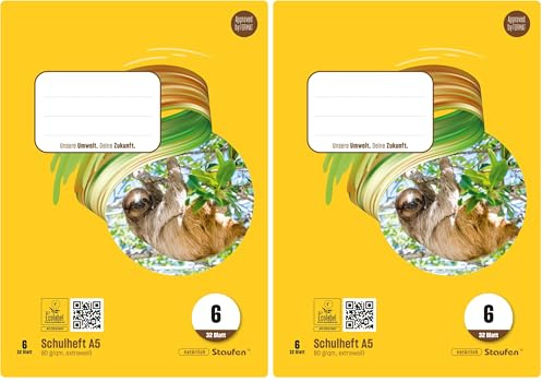 Staufen Style Schulheft - 10 Hefte je 32 Blatt, DIN A5, Lineatur 6 (blanko), 80 g/m² Papier (Packung mit 2)