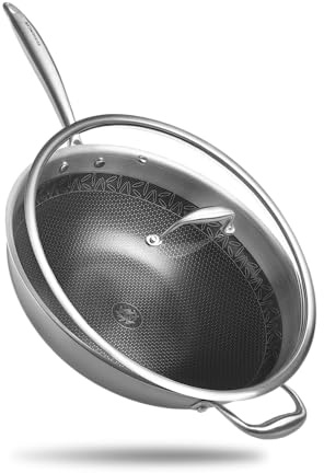 Reishunger Premium Edelstahl Wok – 32 cm Durchmesser – Für alle Herdtypen | Mit keramischer Antihaft-Beschichtung – Frei von PFAS, PFOA und PTFE – Für alle Herdtypen & den Backofen geeignet