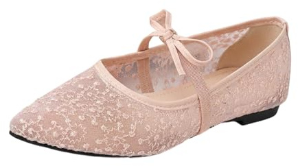 YOSUWOAI Chaussures traditionnelles pour femme - Ballerines légères à enfiler - Élégantes - Douces - Orthopédiques - Chaussures de danse décontractées - Respirantes - Chaussures d'été à enfiler, Rose