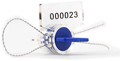 Numbered Anti-Tamper Meter Security Seal for Water Meter High Electric Security Utility Twist Plastic Meter Tag for Gas Taxi with 100m Stainless Steel Wire(100pcs X Blue)
