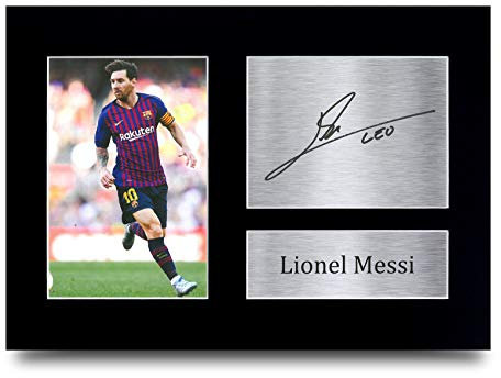 HWC Trading Lionel Messi Gift Signed A4 Printed Autograph Barcelona Gifts Photo Display