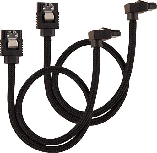 Corsair - Cable SATA Blindado Premium – SATA 6Gbps 30 cm, conector A 90 °, Negro