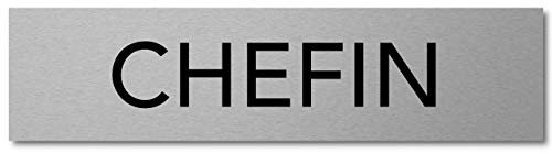 Interluxe Türschild Chefin 200x50mm aus Aluminium, modernes Schild für Chefzimmer im Unternehmen, Firma, Praxis und Werkstatt