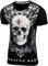Baxboy Herren Vintage Totenkopf Kurzarm T-Shirt mit Strass Steinen Slim Fit Design Fashion Top Print Shirt JA-2312, Farbe:Schwarz, Größe:S