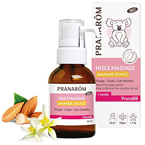 Pranarôm Huile De Massage Peau Sèche Amande Douce Et Extrait De Vanille Visage Corps Cuir Chevelu Bio Pranabb 30 Ml