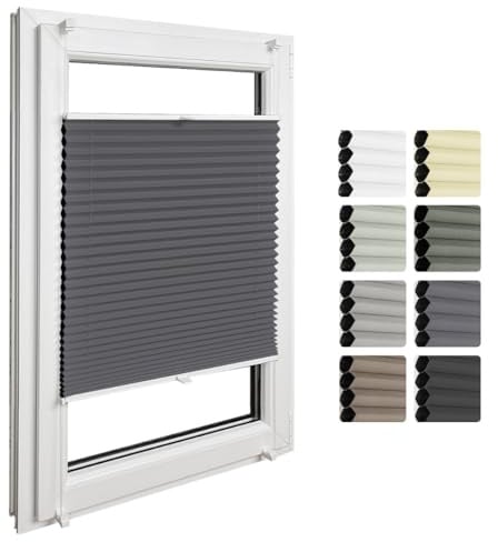 Home-Vision Premium Doppelplissee mit Klemmfix Weiß-Graphit B80 x H120cm | Wabenplissee ohne Bohren Modern Klemmfix Blickdicht Plissee Sonnenschutz Hitzeschutz Jalousie für Fenster Thermo