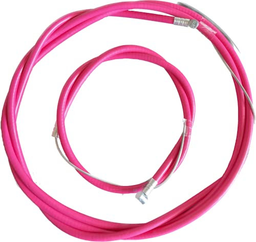 AASh Complete Front & Rear Inner Outer Wire Brake Cable Set with Barrel Cap Bike Bicycle | Pink