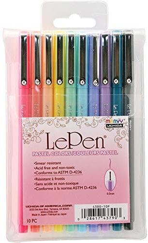 LePen® Micro-Fine Point Pen, Pastel, 10 Colors