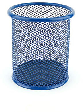 LEVIATAN Metal Pencil Holder | Round Metal Pen Holder | Multifunction Mesh Pen Pot | Perfect for School, Office, Home | Ø 91mm | Blue