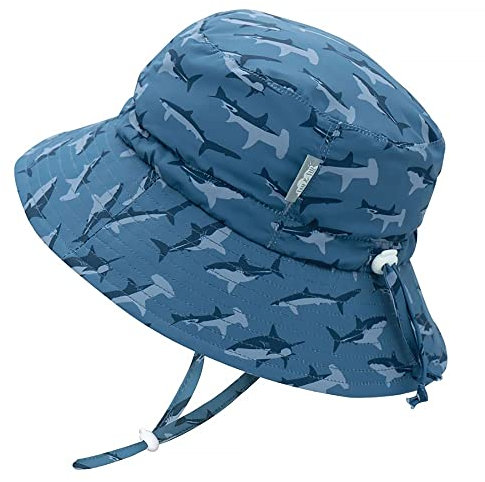 Jan & Jul Chapeau de Soleil à Godet pour Les garçons, la Protection Anti-UV 50+ UPF(XL: 6-12 Ans, Requin)