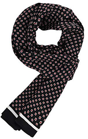WANYING Edler Seidenschal für Herren 100% Seide 11 Momme Herrenschal Schaltuch Doppelseite für Frühjahr Sommer Herbst Casual Business 155×26cm - Kariert Schwarz