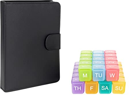 e-Pill Pillendose für 5 mal täglich x 7 Tage, groß, wöchentlich, Vitamin- und Medikamentendose – mit diskreter Hülle, Regenbogenfarben