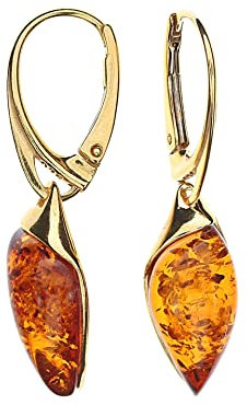 Bernstein Ohrhänger, Fassung 925/000 Sterling Silber vergoldet von Artisana-Schmuck