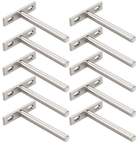 Shoze 10 Pcs Floating Shelf Brackets 4 Inch Blind Shelf Supports Heavy Duty Solid Steel Invisible Shelf Bracket for Wall Mounted Decoration Wooden Floating Shelves