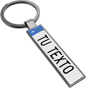 Autodomy Llavero Matrícula Personalizada Coche Resiste Arañazos, Agua, etc | Llaveros Personalizados Nombre Ideal para Regalo, Cumpleaños (Gris)