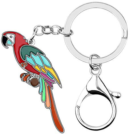 DOWAY Cute Ara Papagei Schlüsselanhänger Auto Zubehör Schlüssel Charms Geldbörse Handtaschen Anhänger Vogel Schlüsselring Geschenke (Mehrfarbig)