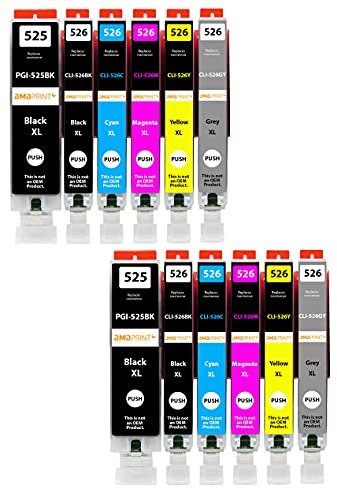 Amaprint 12 XL Patronen kompatibel mit Canon PGI 525 CLI 526 passend für Pixma MG6120 MG6150 MG6200 MG6250 MG8120 MG8150 MG8200 MG8240 MG8240 MG8250