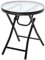 Outsunny Table Basse Ronde Bistro de Jardin Ø 45 x 50H cm Pliable métal Noir Plateau Verre trempé