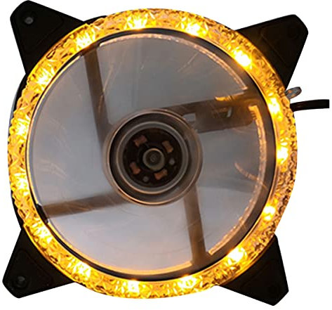 Ventilateur de boîtier de 12 cm, LED Ice Diamond Jaune 11 pales Ventilateur de radiateur pour ordinateur PC