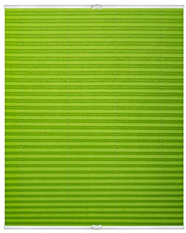 Lichtblick Plissee Klemmfix, ohne Bohren, verspannt, lichtdurchlässig, Blickdicht, Uni, mit eleganter Crushed Optik Grün,95 cm x 130 cm (B x L)