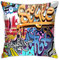 Dekokissen Bunte Wall Street Graffiti Urban Rap Graphitti Kissen-Hülle Square Zierkissen Reißverschluss Throw Kissenbezüge 45X45Cm Für Zuhause, Terrasse, Büro