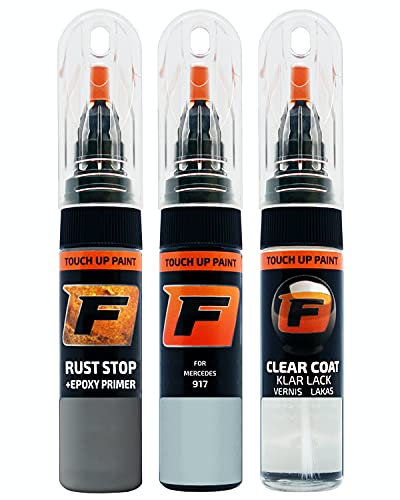 FIRANTO Car Paint Touch-Up Kit for Mercedes 917 Aquablau - 3-in-1 Car Paint Scratch Repair Set includes 15ml Touch Up Paint Pen w/Brush, Primer, Lacquer