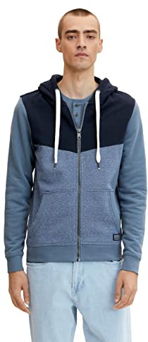 TOM TAILOR Herren Sweatjacke in Colourblocking 1033016, 30409 - China Blue Injected Stripe, M