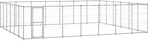 vidaXL Outdoor Hundezwinger Verzinkter Stahl 50,82m² Hundekäfig Hundehütte