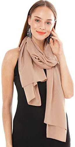 Chiffon Schal Damen Helles Taupe - Seidenweich und Federleicht - Eleganter Halstuch Schal - Polyester Tuch Halstuch Damen Frühling Sommer - Pflegeleichtes Schaltuch - Damenschal Leicht (Helles Taupe)