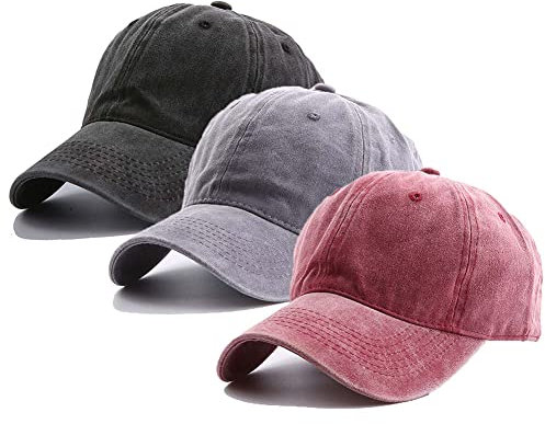 3er-Pack Vintage Washed Plain Baseball Cap Kappe, weiche Baumwolle Trucker Dad Hats Geschenk für Männer/Frauen
