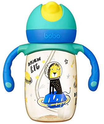 YOHKOH Baby-Schnabelbecher mit beschwertem Strohhalm, PPSU Lernbecher, kein Verschütten, Schnabelbecher für Kleinkinder 6+ Monate, weicher Auslauf, Übergang, Schnabeltassen mit Griffen (260 ml, Blau)